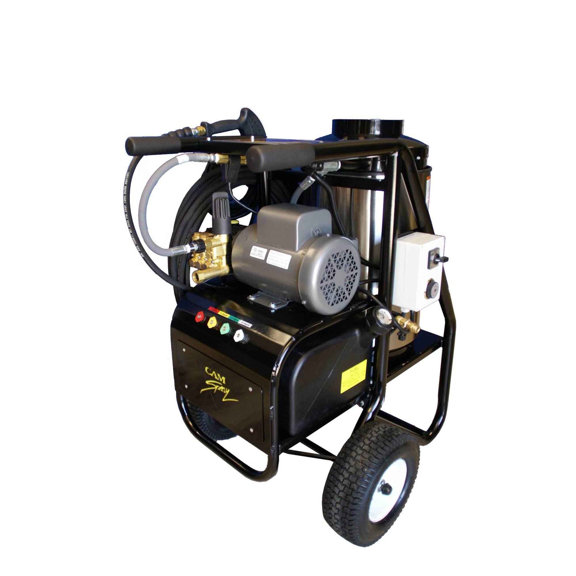 Cam Spray Portable Diesel-Fired Electric Hot Water Pressure Washer — 2.5 GPM, 2700 PSI, 13in. Wheels, Model# 2725SHDE